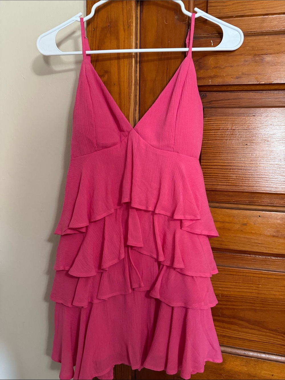 Hollister Hot Pink Tiered Ruffle Mini Dress
